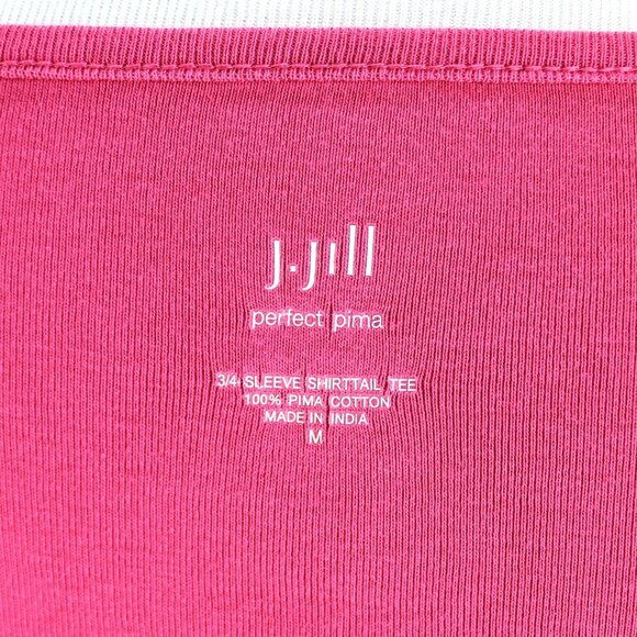 J Jill Perfet Pima 3/4 Sleeve Shirttail Tee Womens Size M Pink Cotton Knit Top - Picture 7 of 7